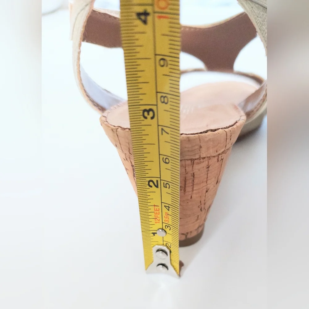 Aerosoles Heelrest Canvas Wedge Strappy Open Toe Sandals Size 7.5M
